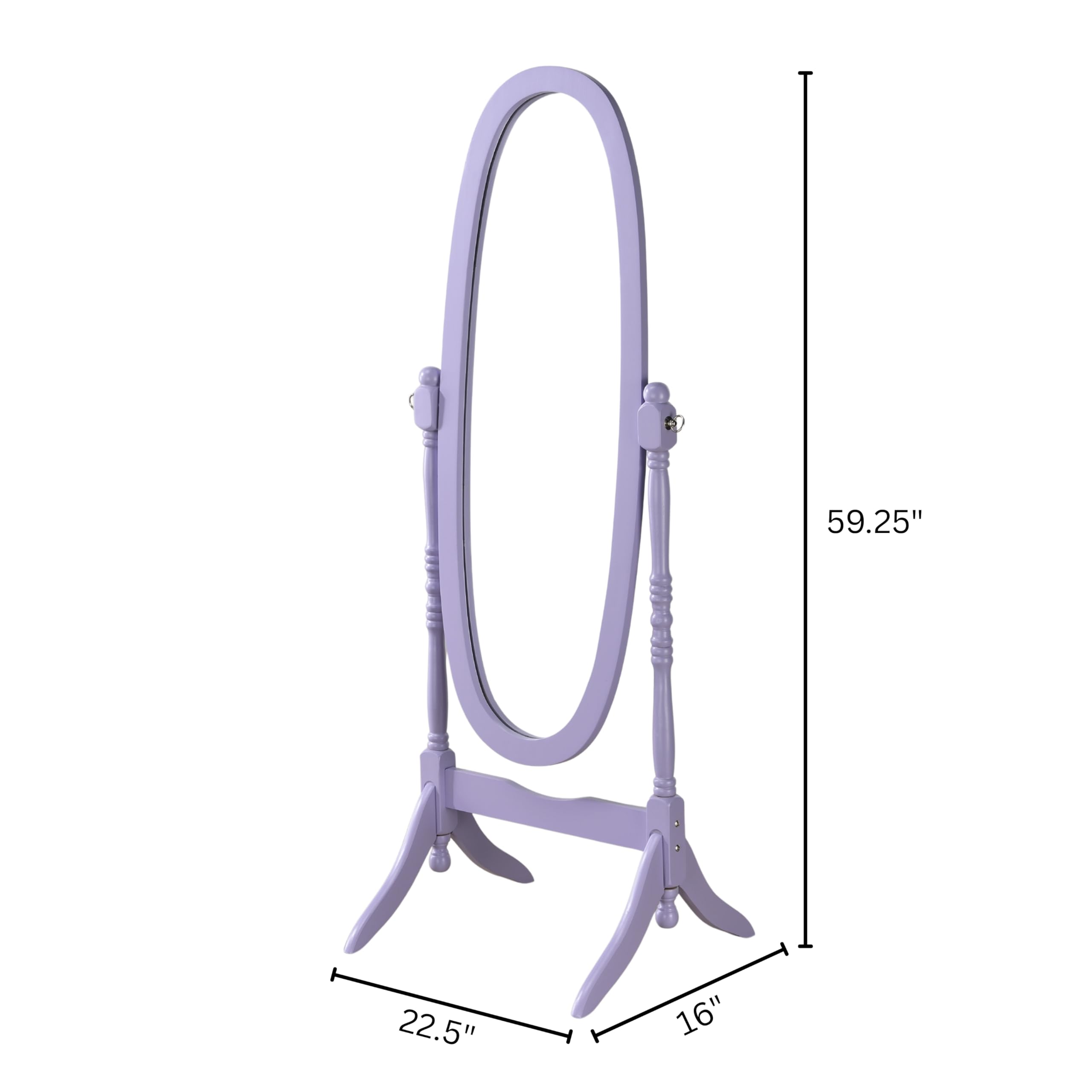 Roundhill Furniture Traditional Queen Anna Style Wood Floor Cheval Mirror, Purple